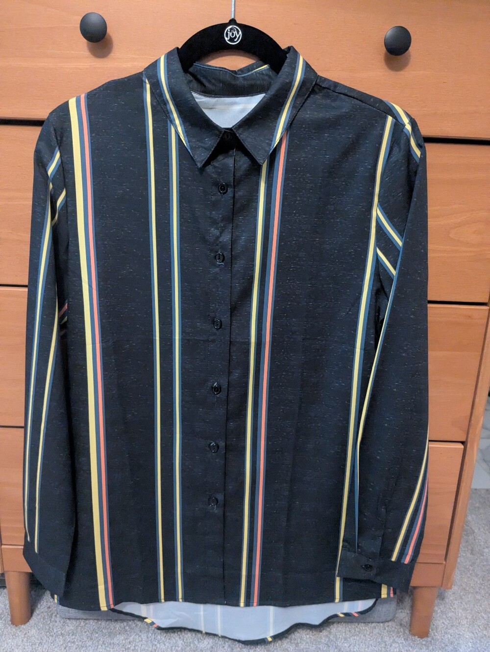 Retro Pinstriped Charcoal Collared Shirt Small